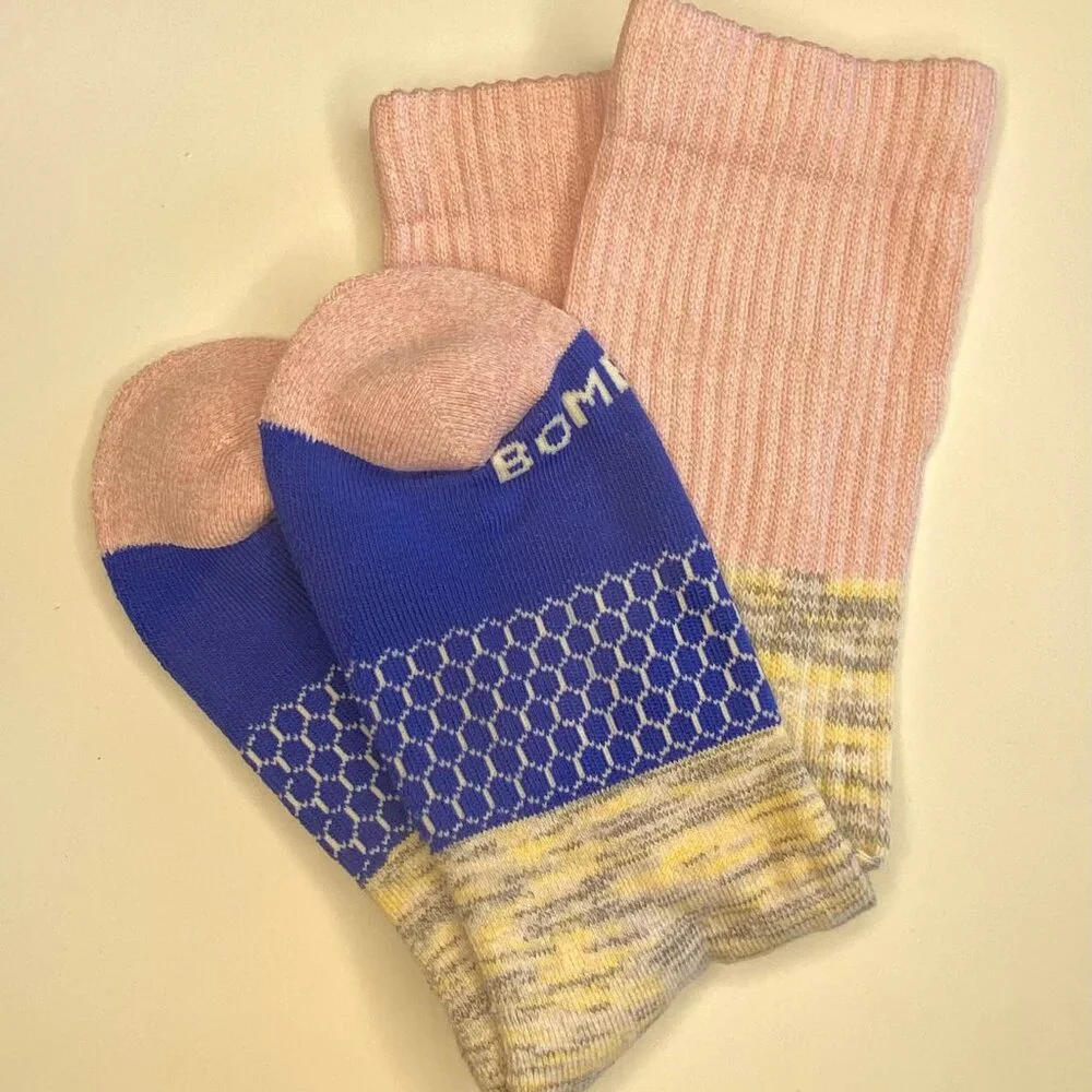 [6 pack] Bombas Rosepetal Marl Space Dye Triblock Medium Calf Socks - Picture 4 of 7